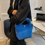 Corduroy Bucket Bag Plush Cross-body Tote Handbag