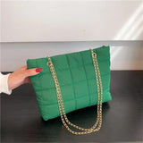 Women's Shoulder Bag Soft Cotton Winter Handbags Chain Strap Crossbody Bag