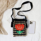 Knitted Flowers Cell Phone Bag Japan Korea Mini Wool Bag
