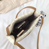 Canvas Shoulder Bag with High Ribbons Crossbody Handle