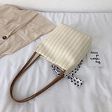 Canvas Shoulder Bag with High Ribbons Crossbody Handle