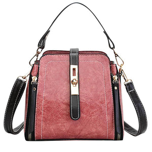 Hasp Shoulder Bag PU Leather Zipper Solid Crossbody Bag