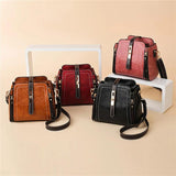 Hasp Shoulder Bag PU Leather Zipper Solid Crossbody Bag