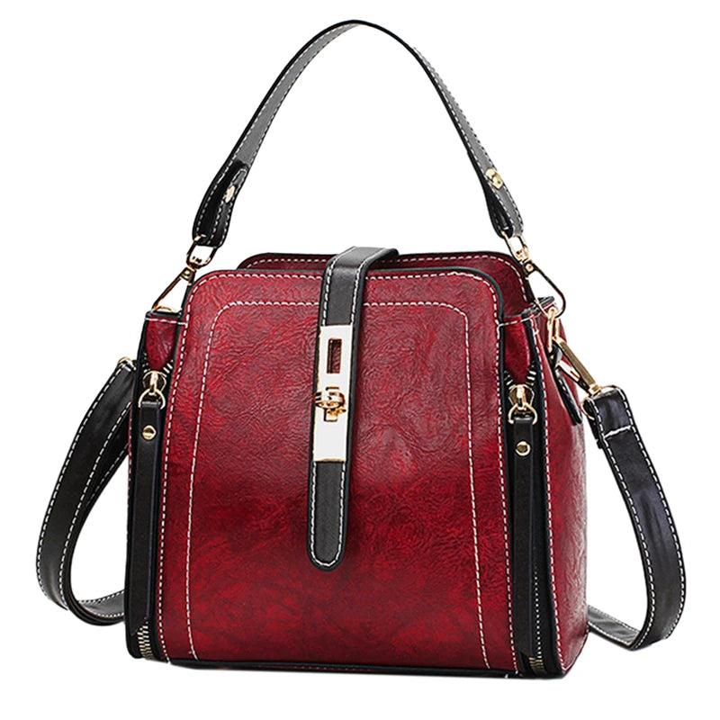 Hasp Shoulder Bag PU Leather Zipper Solid Crossbody Bag