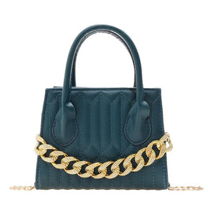 Metal Chain Shoulder Bag Crossbody Pack Solid Tote Bags