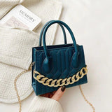 Metal Chain Shoulder Bag Crossbody Pack Solid Tote Bags