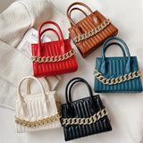 Metal Chain Shoulder Bag Crossbody Pack Solid Tote Bags