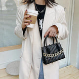 Metal Chain Shoulder Bag Crossbody Pack Solid Tote Bags