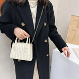Metal Chain Shoulder Bag Crossbody Pack Solid Tote Bags