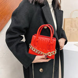 Metal Chain Shoulder Bag Crossbody Pack Solid Tote Bags