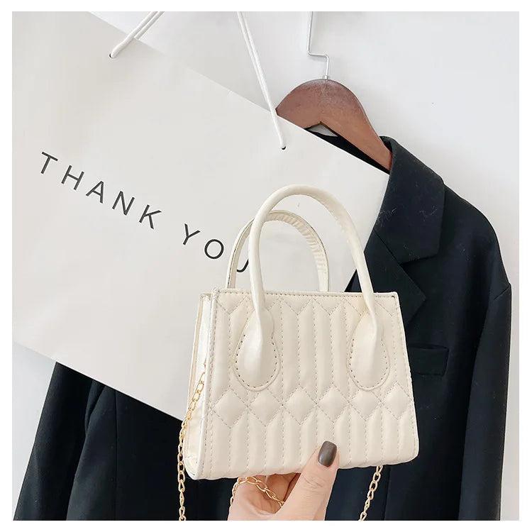 Metal Chain Shoulder Bag Crossbody Pack Solid Tote Bags
