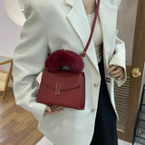Plush Handle Women's Crossbody Bag Purse Small Handbag