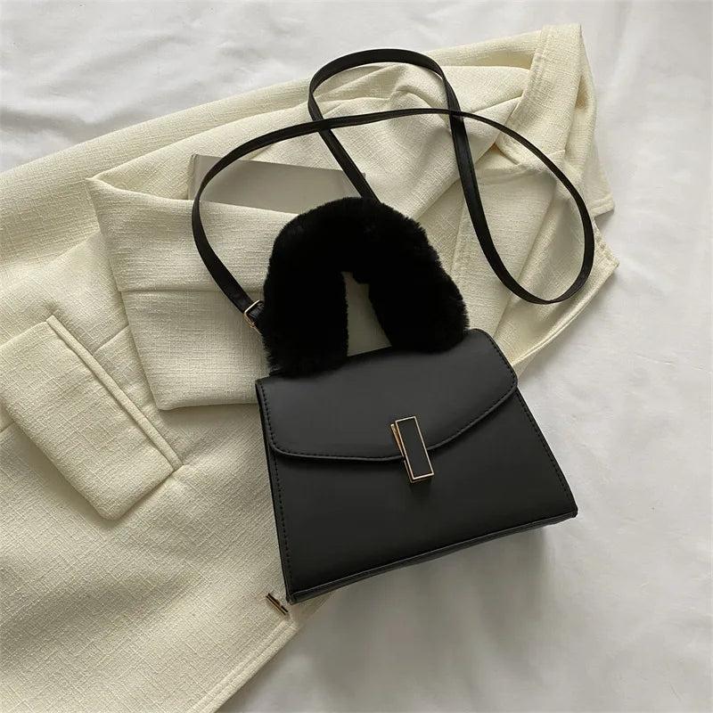Plush Handle Women's Crossbody Bag Purse Small Handbag