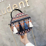Bohemia Fringe Round Satchel Bag Chain Shoulder Handbag