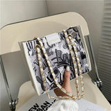 Graffiti Chain Messenger Bag Women's Shoulder Bag All-Match Small Square Bag