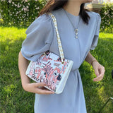 Graffiti Chain Messenger Bag Women's Shoulder Bag All-Match Small Square Bag