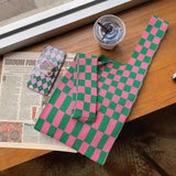 Women's Knitted Shoulder Tote Bag Plaid Striped Underarm Bag