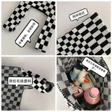 Women's Knitted Shoulder Tote Bag Plaid Striped Underarm Bag