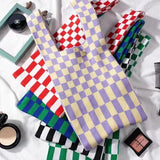 Women's Knitted Shoulder Tote Bag Plaid Striped Underarm Bag