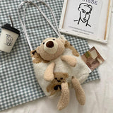 Plush Bear Crossbody Bag for Women Camping Hiking B158