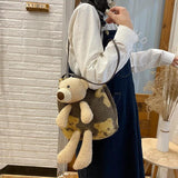 Plush Bear Crossbody Bag for Women Camping Hiking B158
