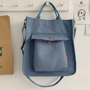 Corduroy Vintage Shoulder Bag Zipper Girls Bookbag Handbags Tote