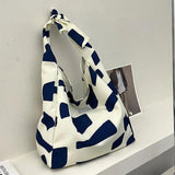 Women Canvas Shoulder Bag Cow Print Shopping Bags Style Tote Handbag