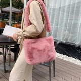 Soft Fur Women Large Capacity Purse Lady Sac Winter Handbag