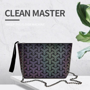 Women Small Chain Shoulder Bags Colorful Luminous Sequin Geometric Clutch