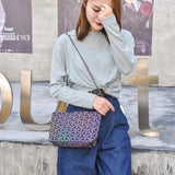 Women Small Chain Shoulder Bags Colorful Luminous Sequin Geometric Clutch