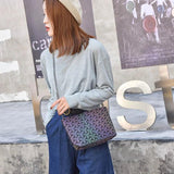 Women Small Chain Shoulder Bags Colorful Luminous Sequin Geometric Clutch