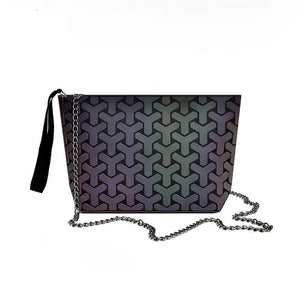 Women Small Chain Shoulder Bags Colorful Luminous Sequin Geometric Clutch