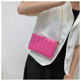 Solid Vertical Strip Box Crossbody Bag Chain