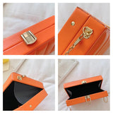 Solid Vertical Strip Box Crossbody Bag Chain