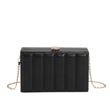 Solid Vertical Strip Box Crossbody Bag Chain