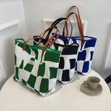 Plaid Girls Canvas Shoulder Tote Bag