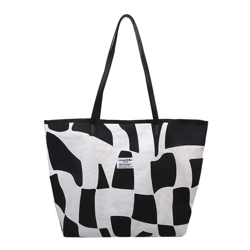 Plaid Girls Canvas Shoulder Tote Bag