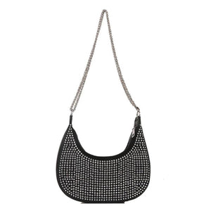 Women's Rhinestone Chain Crossbody Bag Dumpling Type
