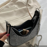 Women's Rhinestone Chain Crossbody Bag Dumpling Type