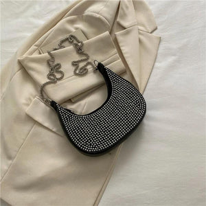 Women's Rhinestone Chain Crossbody Bag Dumpling Type