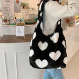 Heart Plush Shoulder Bag Large Capacity Love Handbags