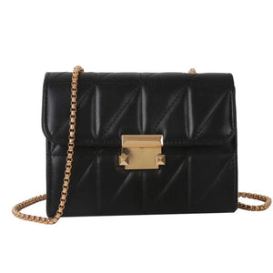 Soft Leather Chain Shoulder Bag Crossbody Lattice Bag
