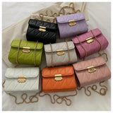 Soft Leather Chain Shoulder Bag Crossbody Lattice Bag