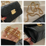 Soft Leather Chain Shoulder Bag Crossbody Lattice Bag