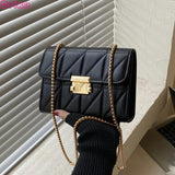 Soft Leather Chain Shoulder Bag Crossbody Lattice Bag