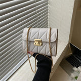 Soft Leather Chain Shoulder Bag Crossbody Lattice Bag