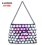 Sequined Clutch Purse Beaded Chains Shoulder Bag