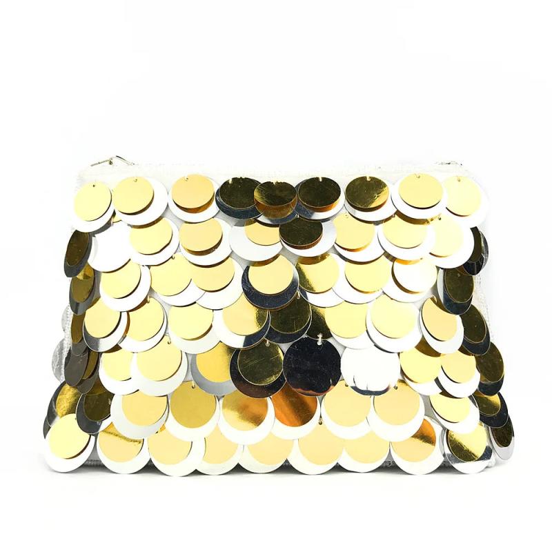 Sequined Clutch Purse Beaded Chains Shoulder Bag