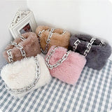Faux Fur Mini Clutch Chain Shoulder Bag Winter Handbag Women
