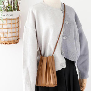 Pleated Leather Women's Crossbody Bag Small Phone Clutch Mini Messenger Handbag